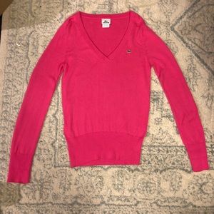 Pink Lacoste V neck sweater